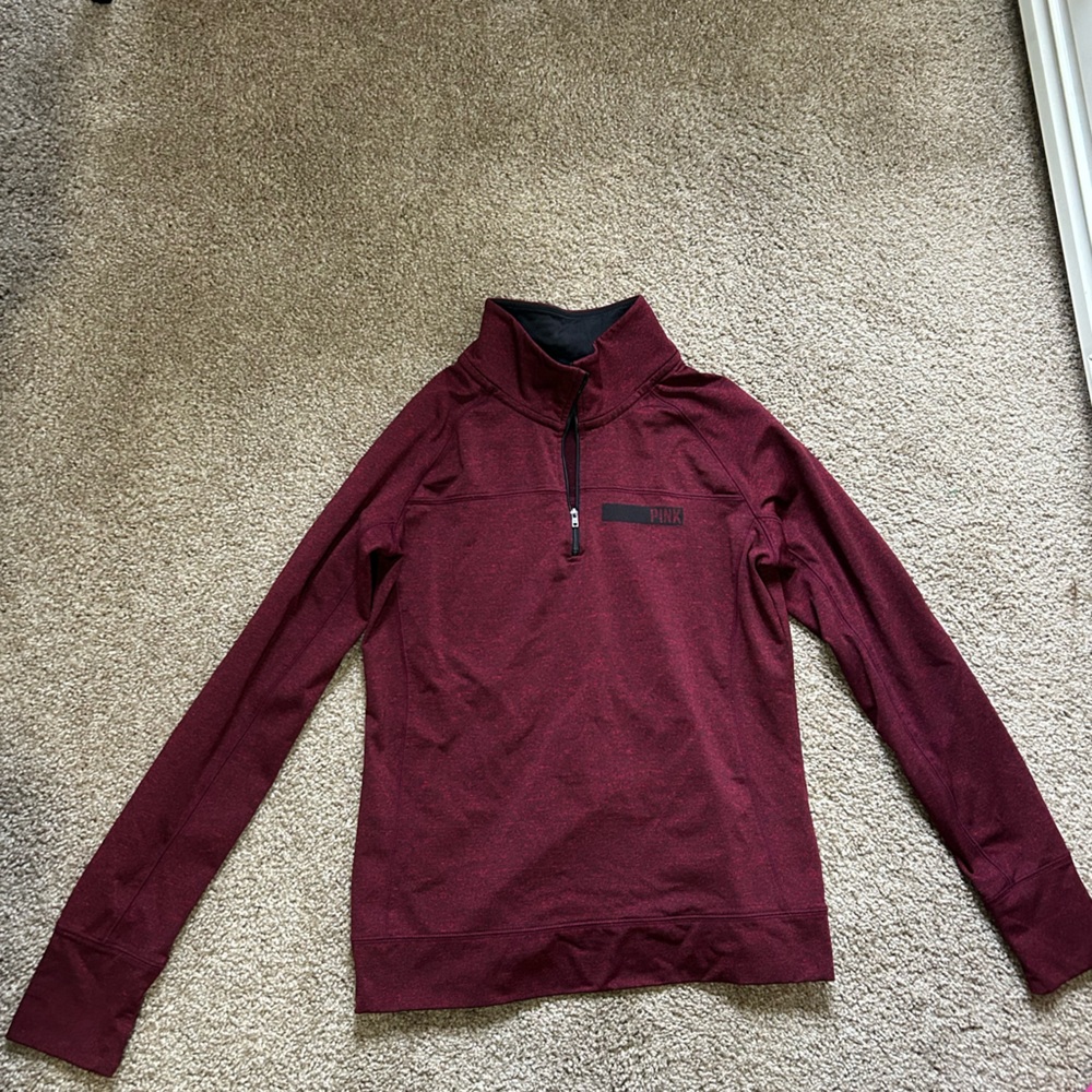 PINK Victoria's Secret Maroon Quarter-Zip Jacket